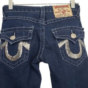 True Religion Billy Silver Sequin Pocket Jeans Tag Size 26.